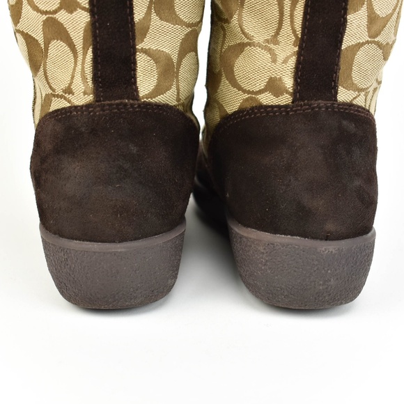 COACH: Tinah Brown Leather & C logo mid-calf boots - Picture 5 of 8